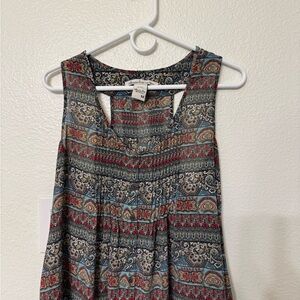 American Rag Mixed Paisley Pleated Cut Out Tank Top